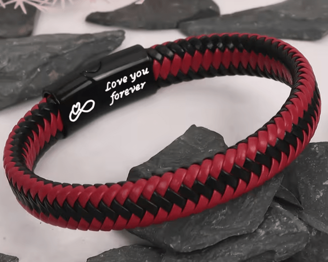 Buy 1 Get 1 Free Braided Leather Black Magnetic Lock Fashion Bracelet - My Store